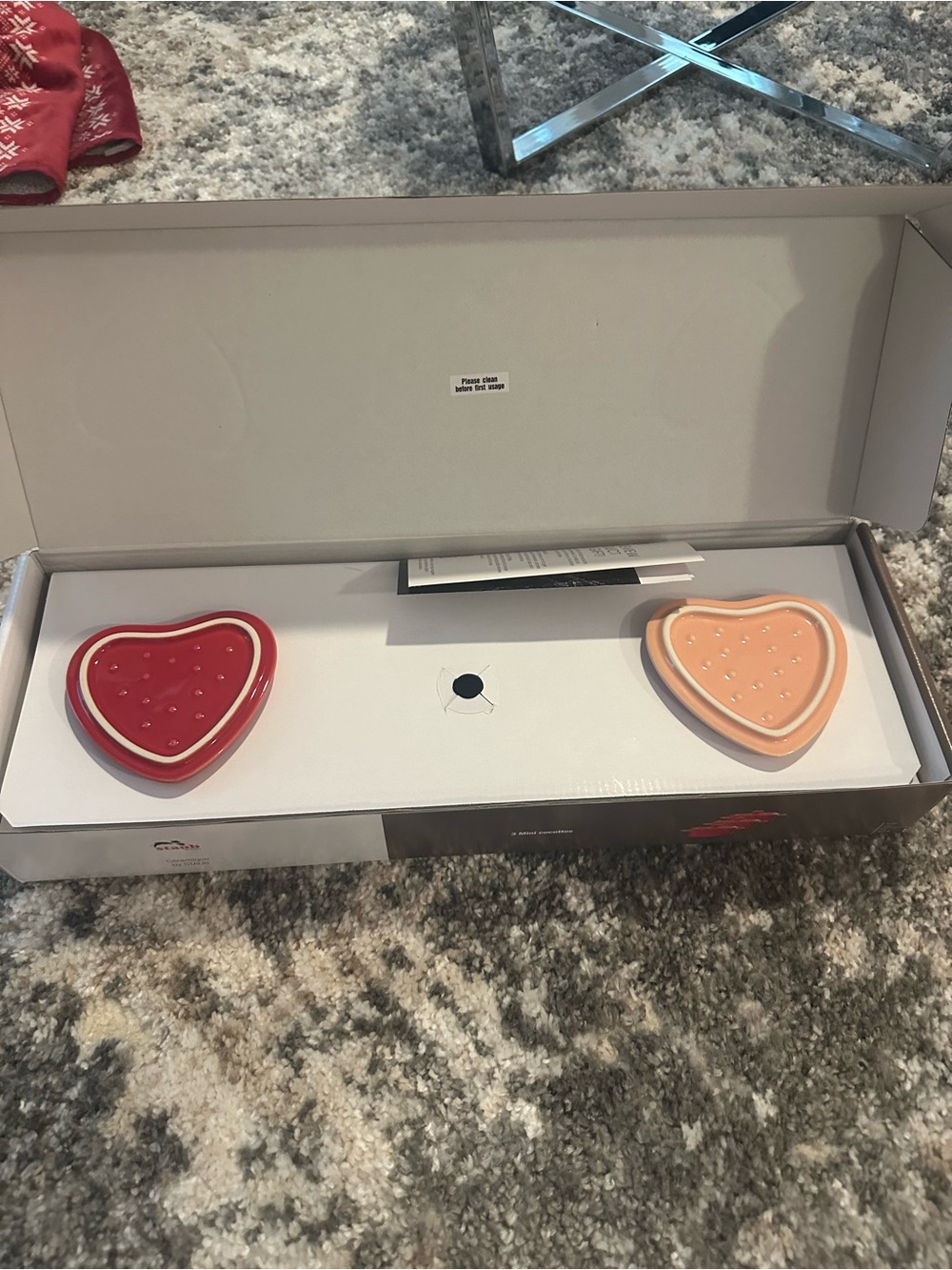 Heart-Shaped Staub Cocottes - Red & Peach